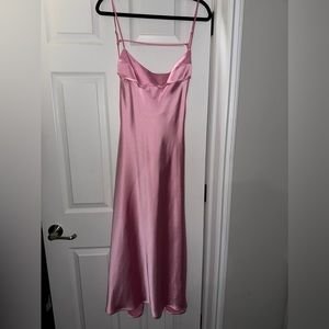 VIRAL ZARA TIK TOK DRESS PINK SATIN SIZE MEDIUM NEW WITH TAGS